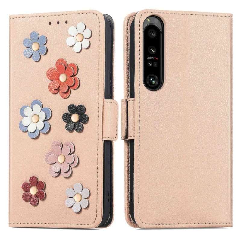 Flip Case Für Sony Xperia 1 IV Dekorative Blumen