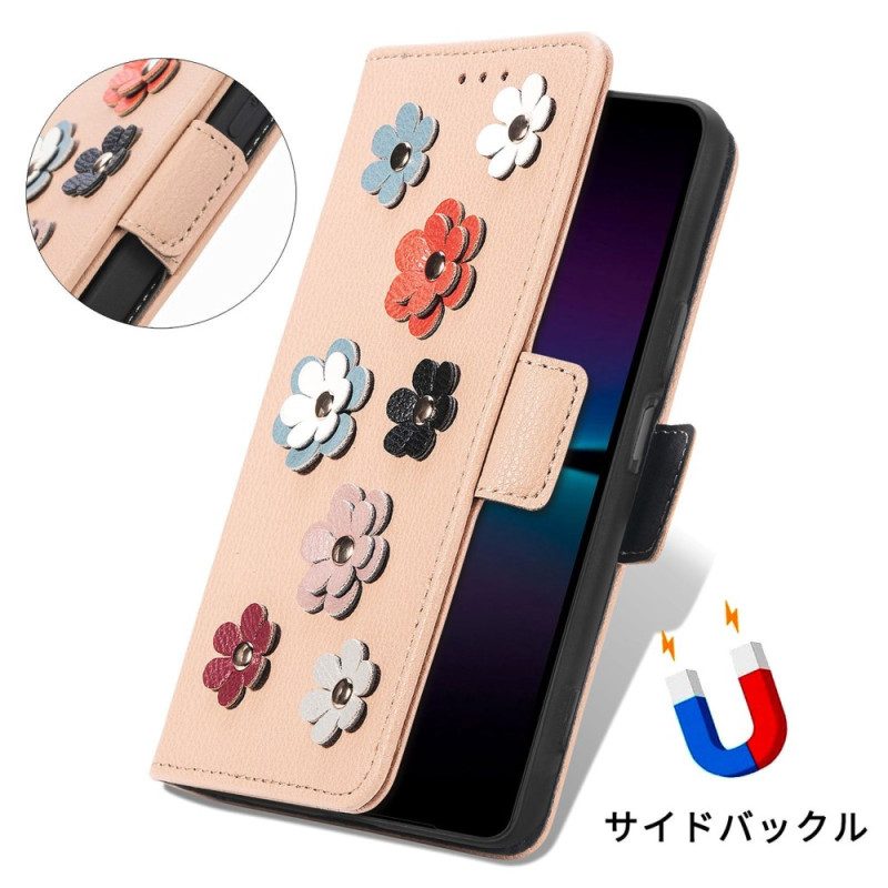 Flip Case Für Sony Xperia 1 IV Dekorative Blumen