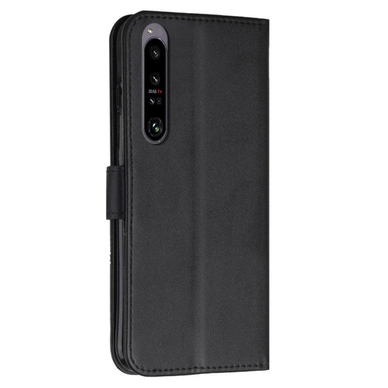 Flip Case Für Sony Xperia 1 IV Geometrischer Lederstil Mit Riemen