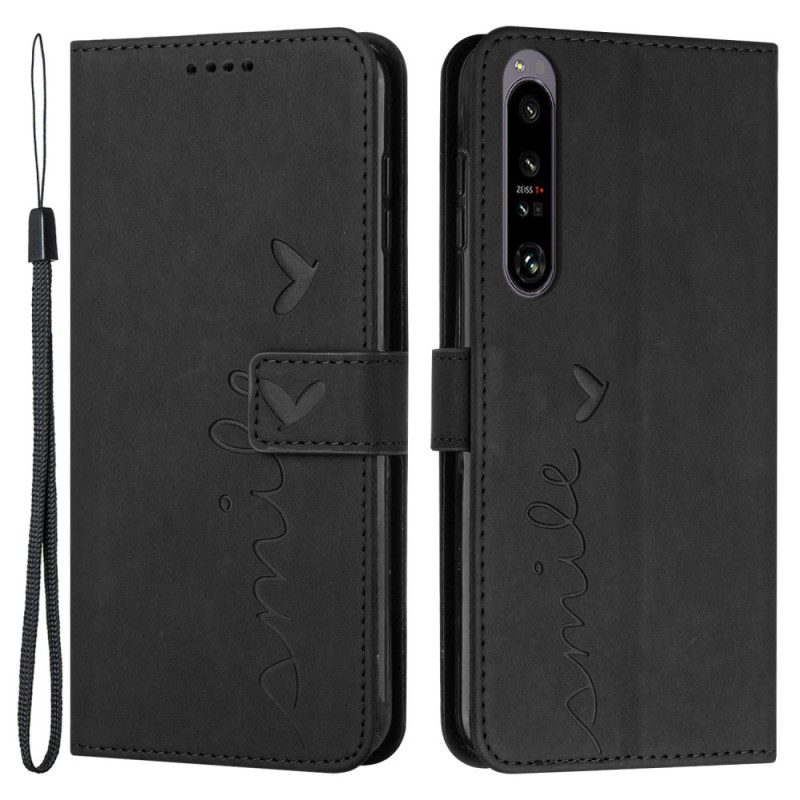 Flip Case Für Sony Xperia 1 IV Lächle Mit Schlüsselband