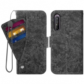 Flip Case Für Sony Xperia 1 IV Ledereffekt Mit Drehbarem Kartenhalter