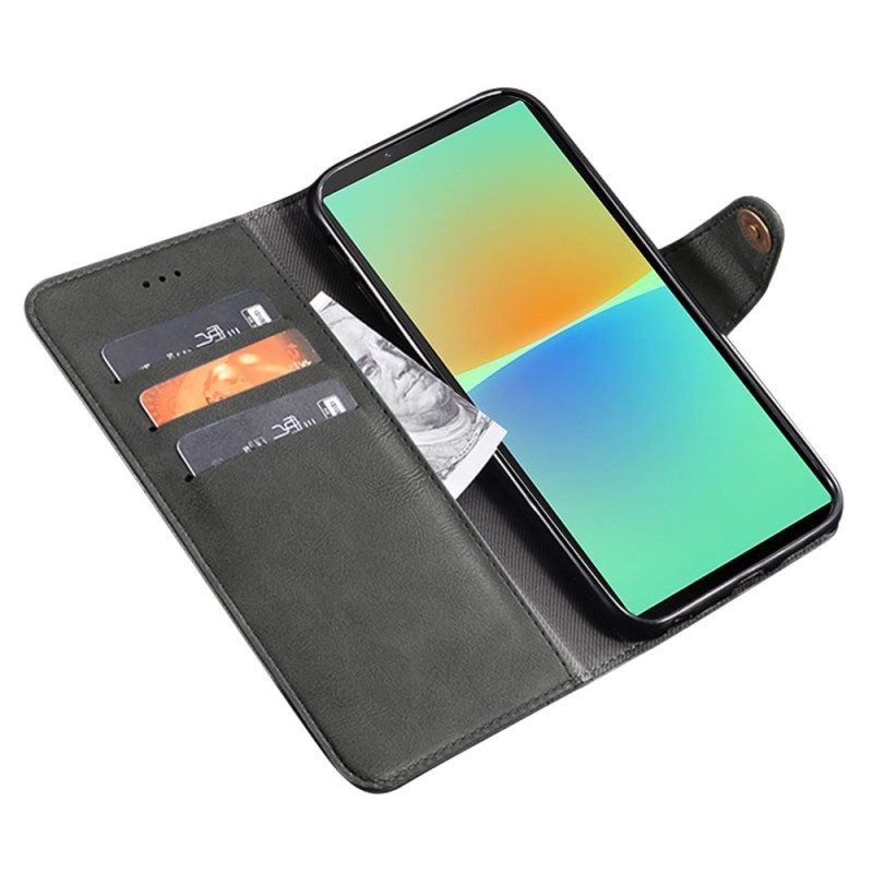 Flip Case Für Sony Xperia 1 IV Lederstil Mit Nieten Idewei