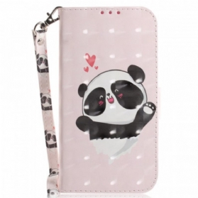 Flip Case Für Sony Xperia 1 IV Mit Kordel Kleiner Panda Mit Riemen