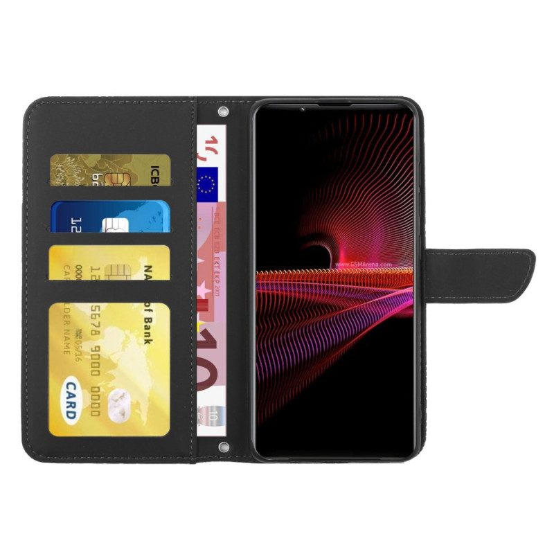 Flip Case Für Sony Xperia 1 IV Schmetterlinge Und Schultergurt