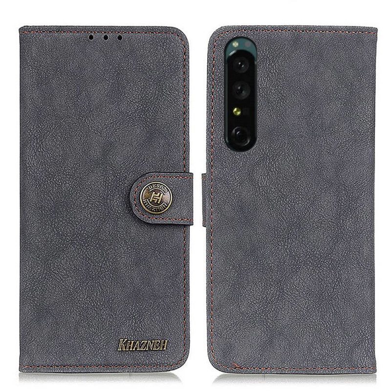 Flip Case Für Sony Xperia 1 IV Vintage Khazneh Spaltleder