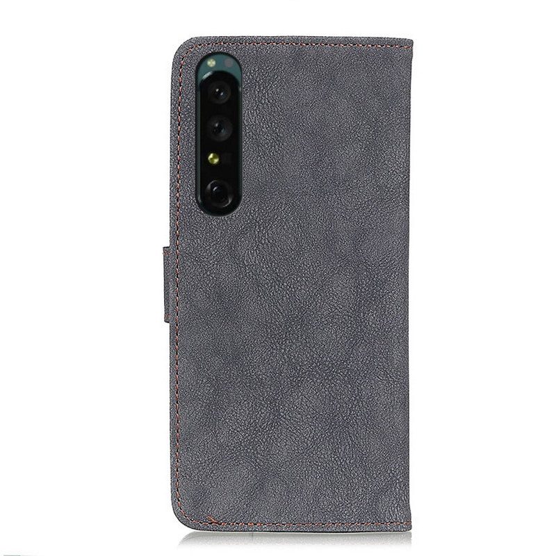 Flip Case Für Sony Xperia 1 IV Vintage Khazneh Spaltleder