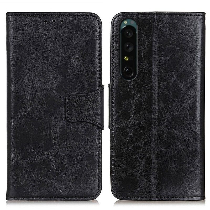 Flip Case Für Sony Xperia 1 IV Vintage-verschluss Aus Spaltleder