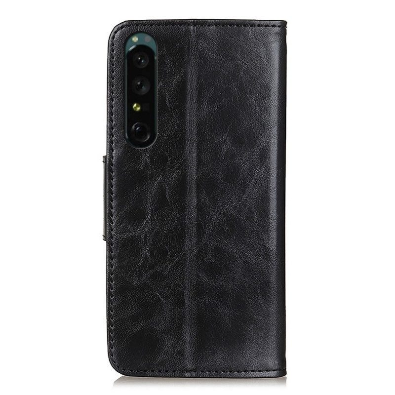 Flip Case Für Sony Xperia 1 IV Vintage-verschluss Aus Spaltleder