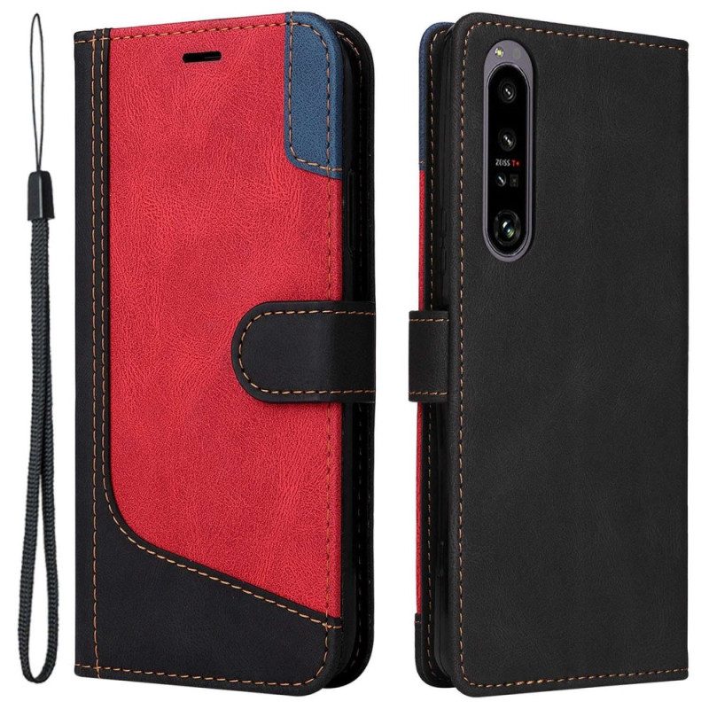 Flip Case Für Sony Xperia 1 IV Zweifarbig Mit Riemen