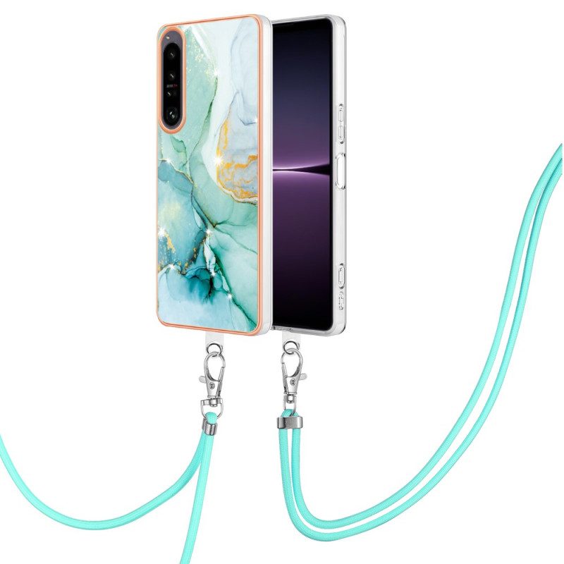 Handyhülle Für Sony Xperia 1 IV Mit Kordel Mit Marmorschnur