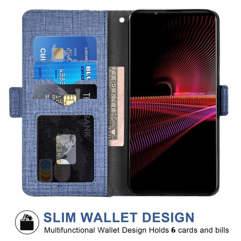 Lederhüllen Für Sony Xperia 1 IV Jeans Mit Drehbarem Kartenhalter