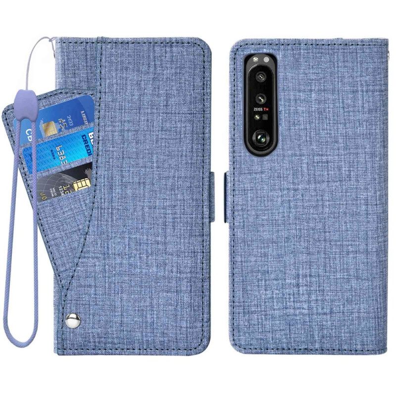 Lederhüllen Für Sony Xperia 1 IV Jeans Mit Drehbarem Kartenhalter