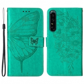 Lederhüllen Für Sony Xperia 1 IV Schmetterling Mit Schlüsselband