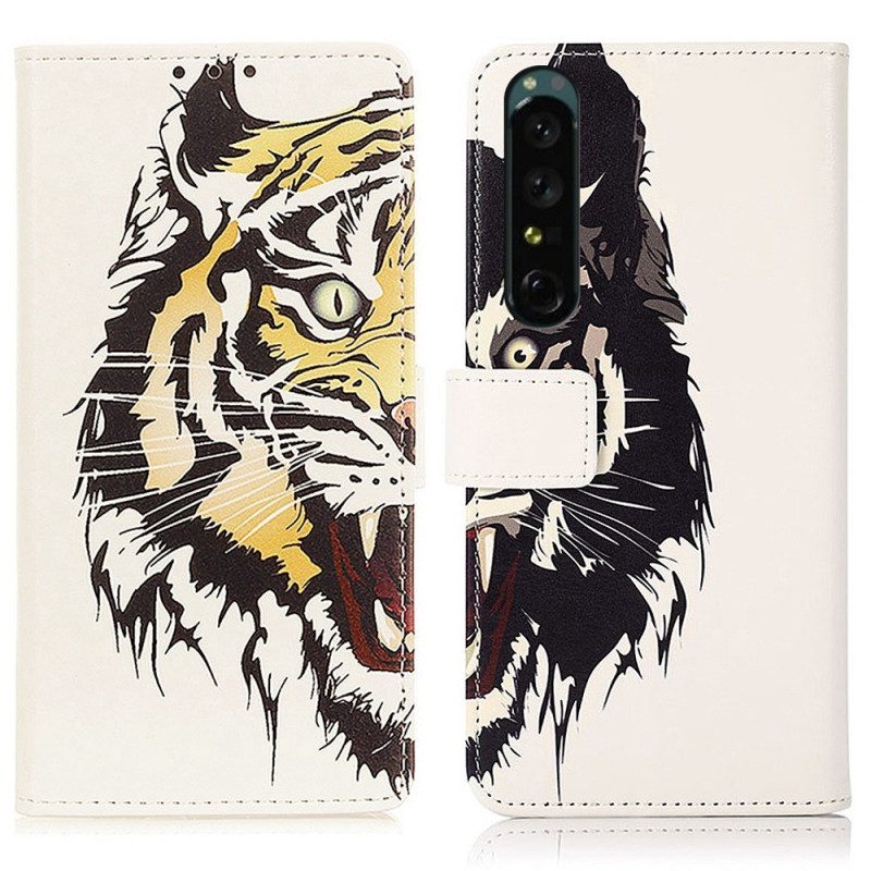 Lederhüllen Für Sony Xperia 1 IV Wilder Tiger