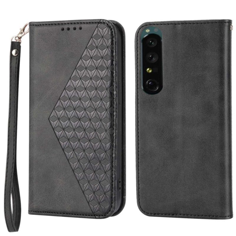 Schutzhülle Für Sony Xperia 1 IV Flip Case 3d-muster Im Lederstil Mit Riemen