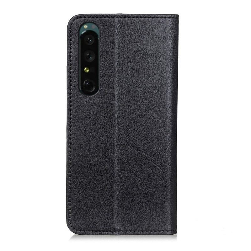 Schutzhülle Für Sony Xperia 1 IV Flip Case Litschi-spaltleder