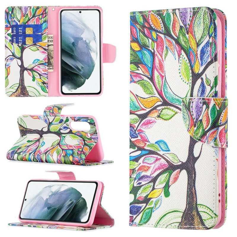 Flip Case Für Samsung Galaxy S21 FE Bunter Baum