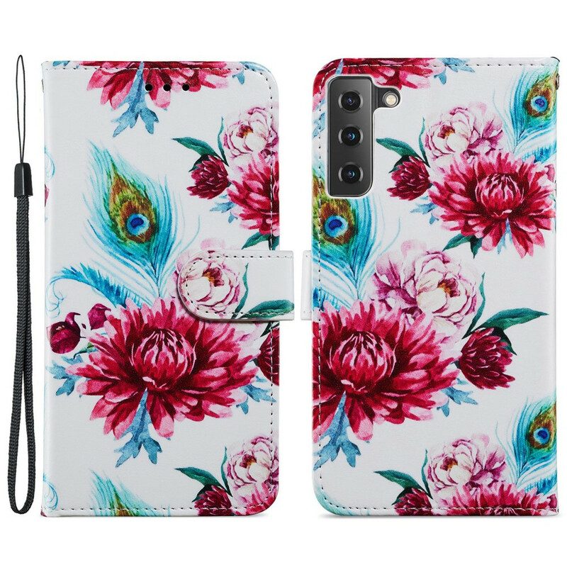 Flip Case Für Samsung Galaxy S21 FE Intensive Blumen