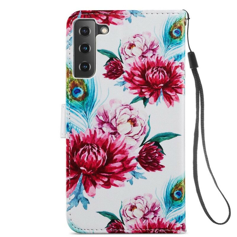 Flip Case Für Samsung Galaxy S21 FE Intensive Blumen