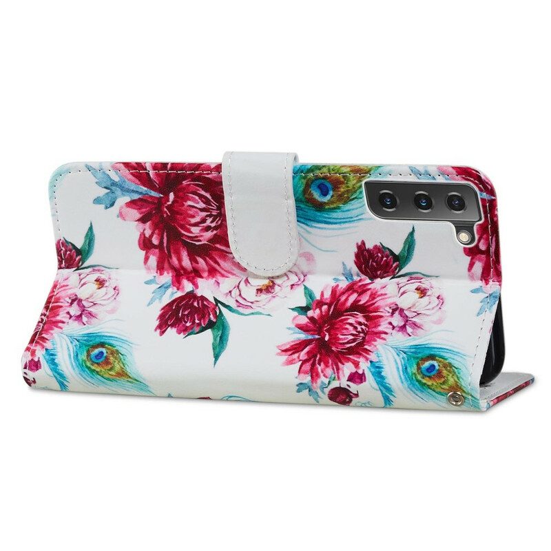 Flip Case Für Samsung Galaxy S21 FE Intensive Blumen