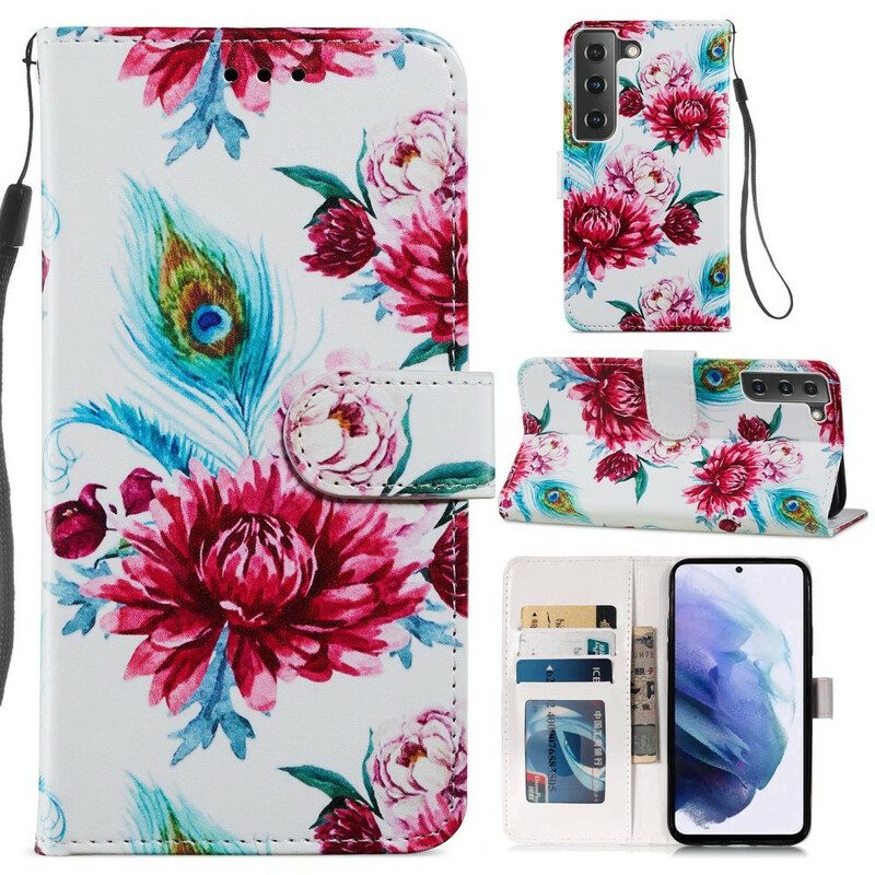 Flip Case Für Samsung Galaxy S21 FE Intensive Blumen