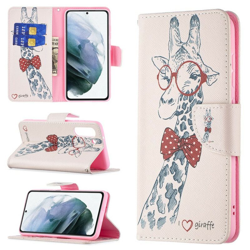 Flip Case Für Samsung Galaxy S21 FE Kluge Giraffe