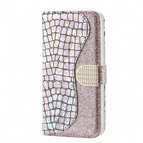 Flip Case Für Samsung Galaxy S21 FE Krokodildiamanten