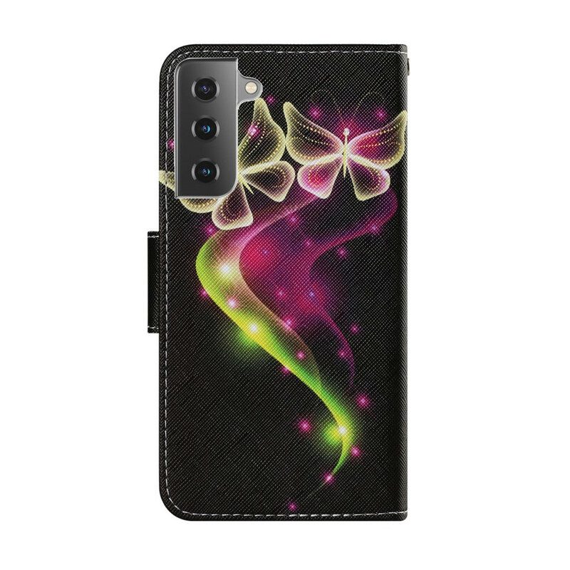 Flip Case Für Samsung Galaxy S21 FE Magische Schmetterlinge