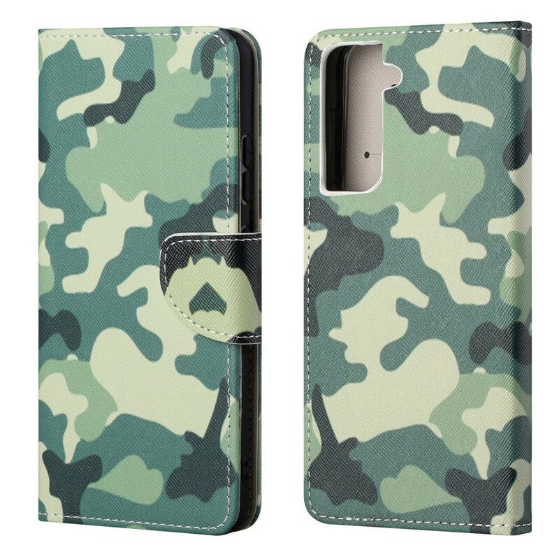 Flip Case Für Samsung Galaxy S21 FE Militärische Tarnung