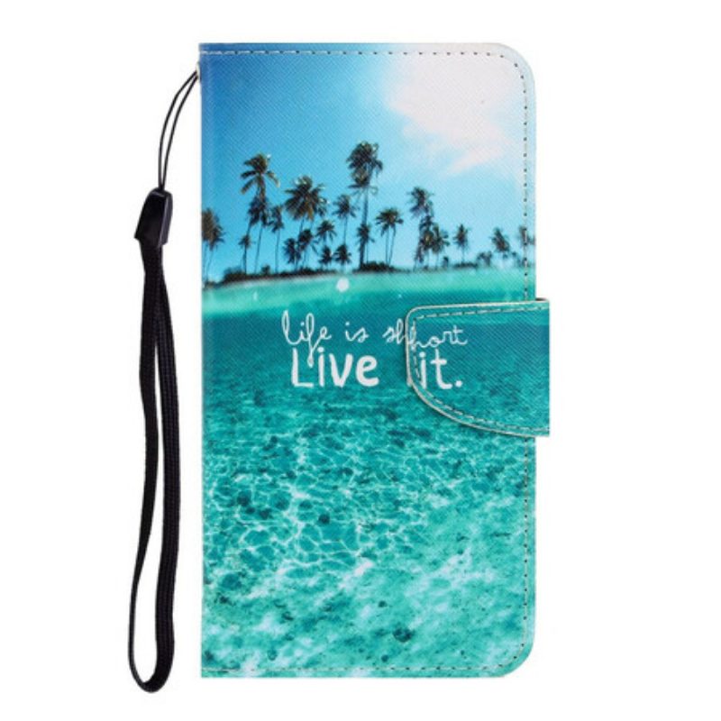 Flip Case Für Samsung Galaxy S21 FE Mit Kordel Lebe Es Bei Lanyard