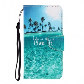 Flip Case Für Samsung Galaxy S21 FE Mit Kordel Lebe Es Bei Lanyard