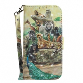 Flip Case Für Samsung Galaxy S21 FE Mit Kordel Tanga-safari-tiere