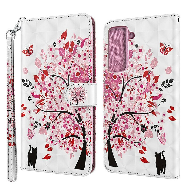 Flip Case Für Samsung Galaxy S21 FE Rosa Baum