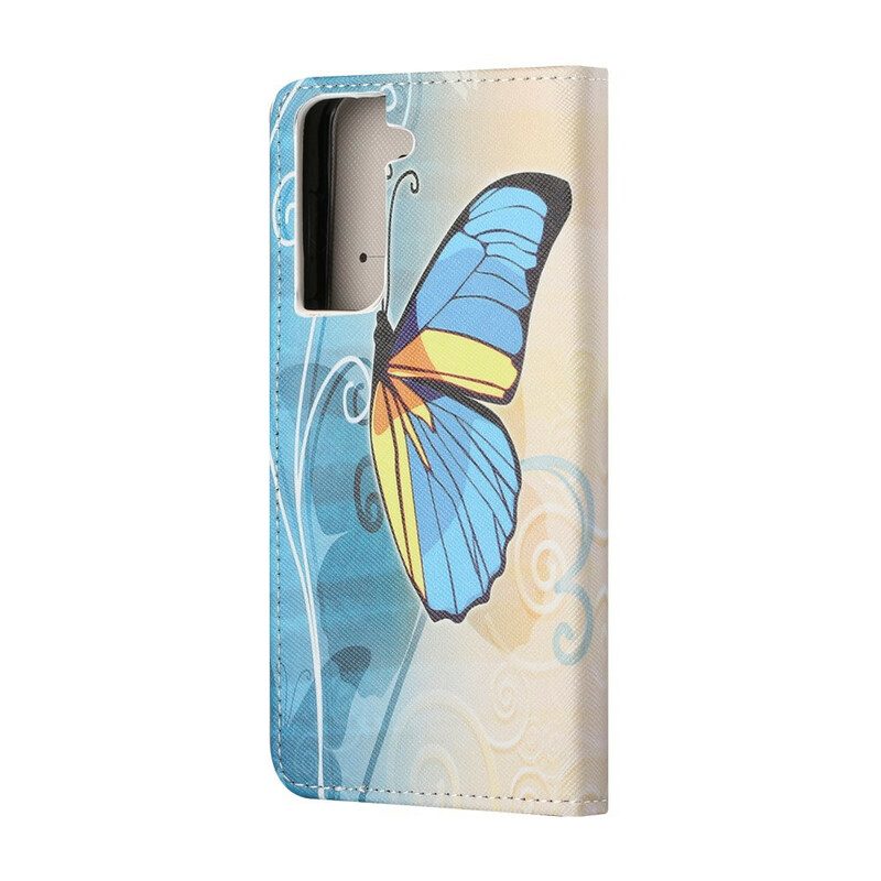 Flip Case Für Samsung Galaxy S21 FE Schmetterlinge