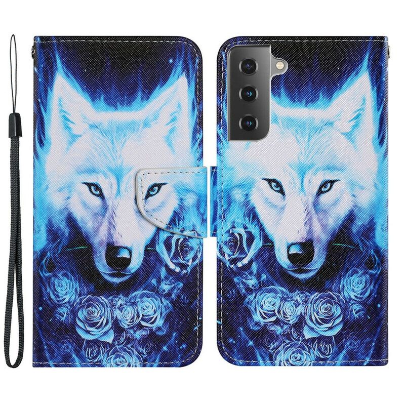 Flip Case Für Samsung Galaxy S21 FE Weißer Wolf