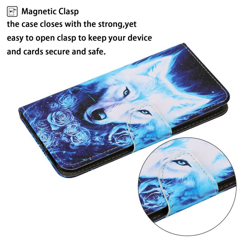 Flip Case Für Samsung Galaxy S21 FE Weißer Wolf