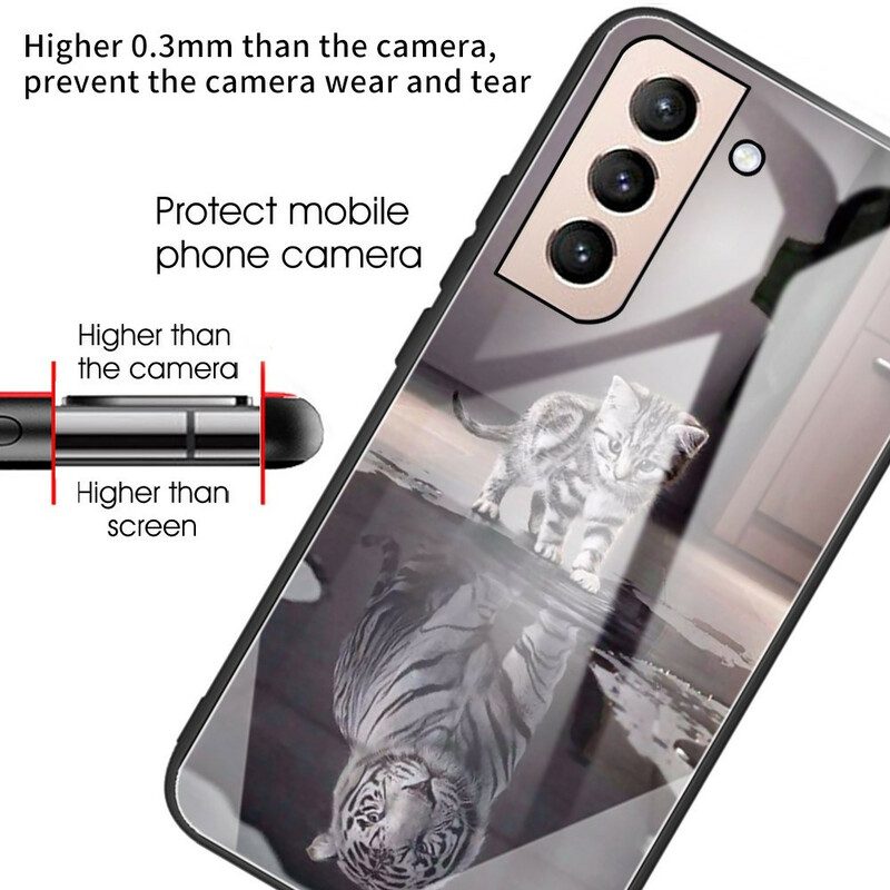 Handyhülle Für Samsung Galaxy S21 FE Ernest Der Tiger Aus Gehärtetem Glas