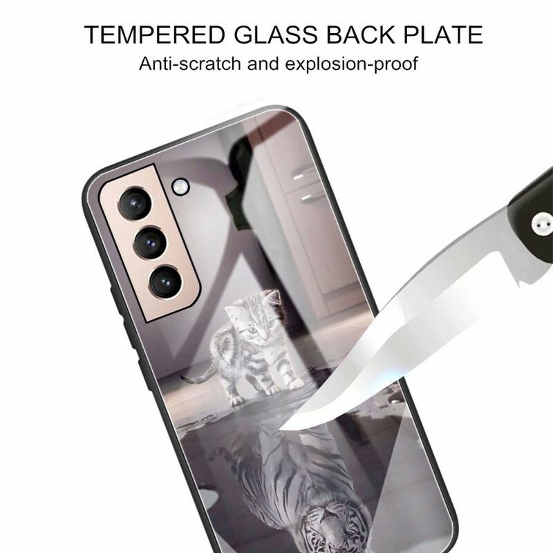 Handyhülle Für Samsung Galaxy S21 FE Ernest Der Tiger Aus Gehärtetem Glas