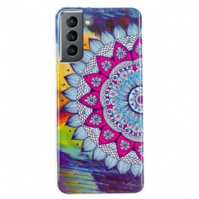 Hülle Für Samsung Galaxy S21 FE Fluoreszierendes Buntes Mandala