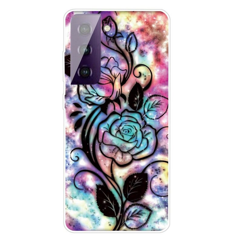 Hülle Für Samsung Galaxy S21 FE Grafische Blumen