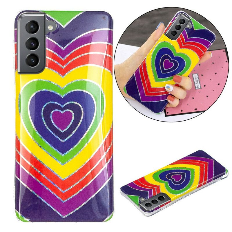 Hülle Für Samsung Galaxy S21 FE Psychedelisches Herz