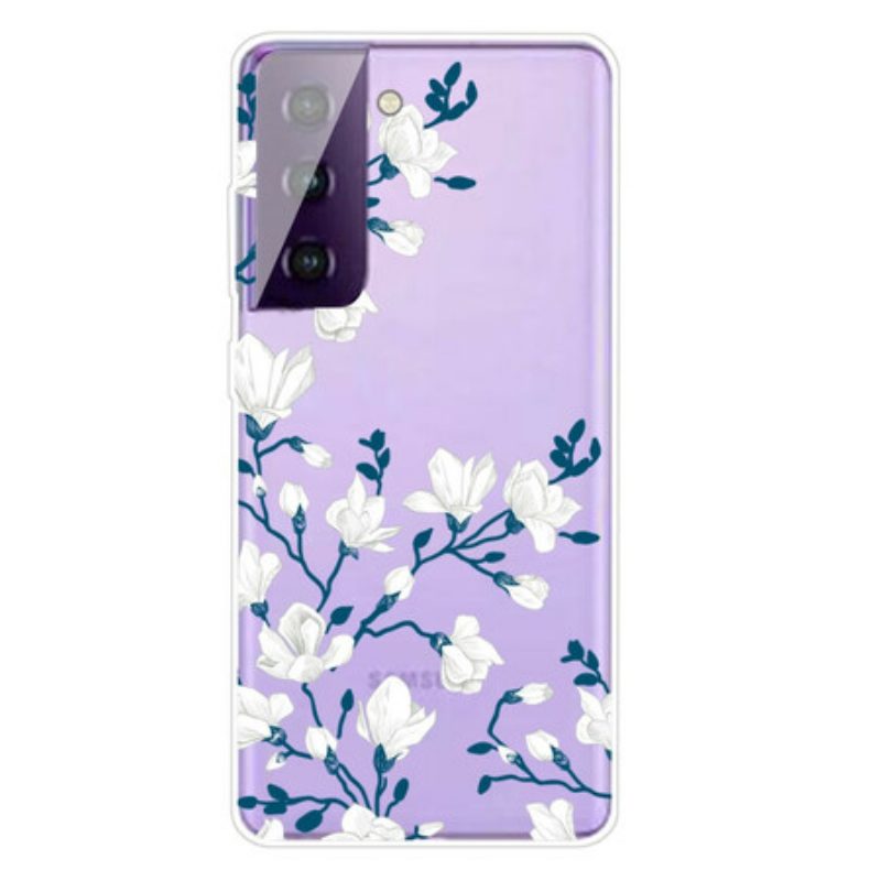 Hülle Für Samsung Galaxy S21 FE Weiße Blumen