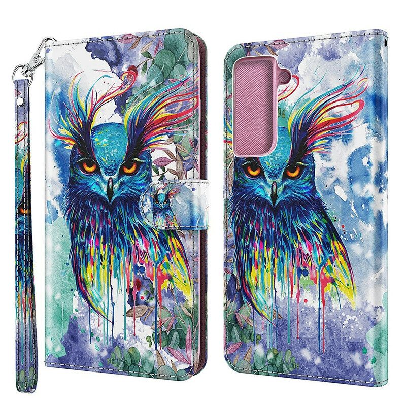 Lederhüllen Für Samsung Galaxy S21 FE Aquarellvogel