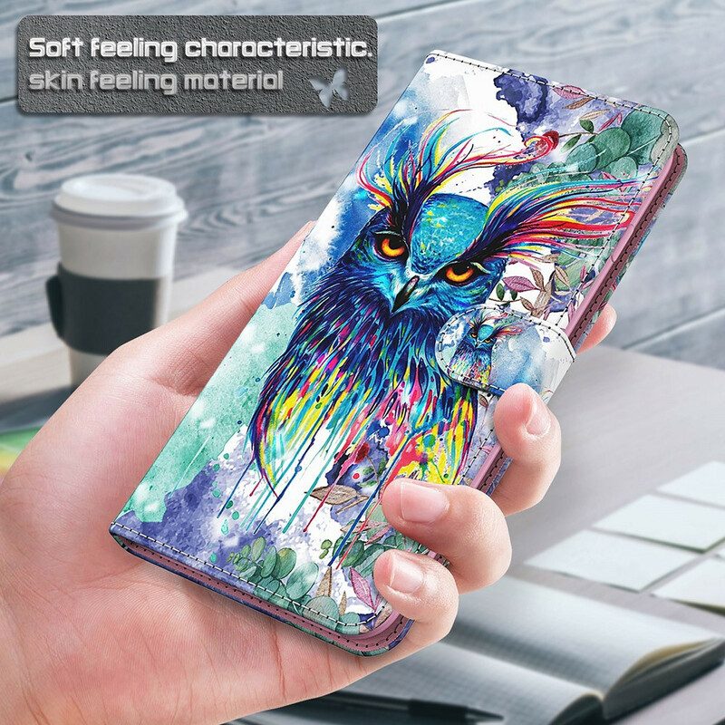 Lederhüllen Für Samsung Galaxy S21 FE Aquarellvogel