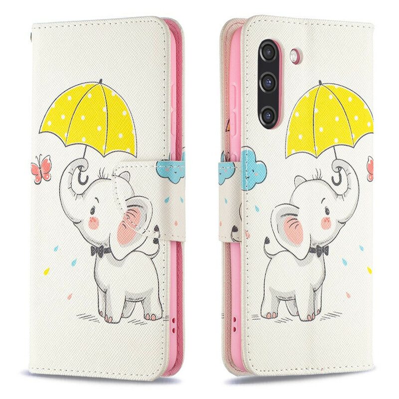 Lederhüllen Für Samsung Galaxy S21 FE Baby Elefant