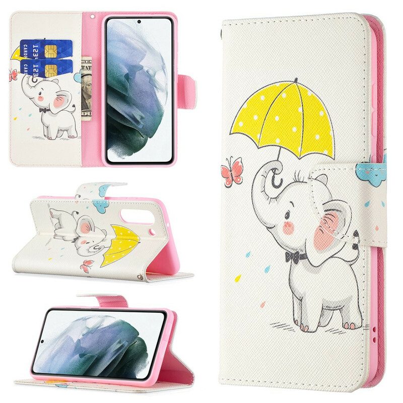 Lederhüllen Für Samsung Galaxy S21 FE Baby Elefant