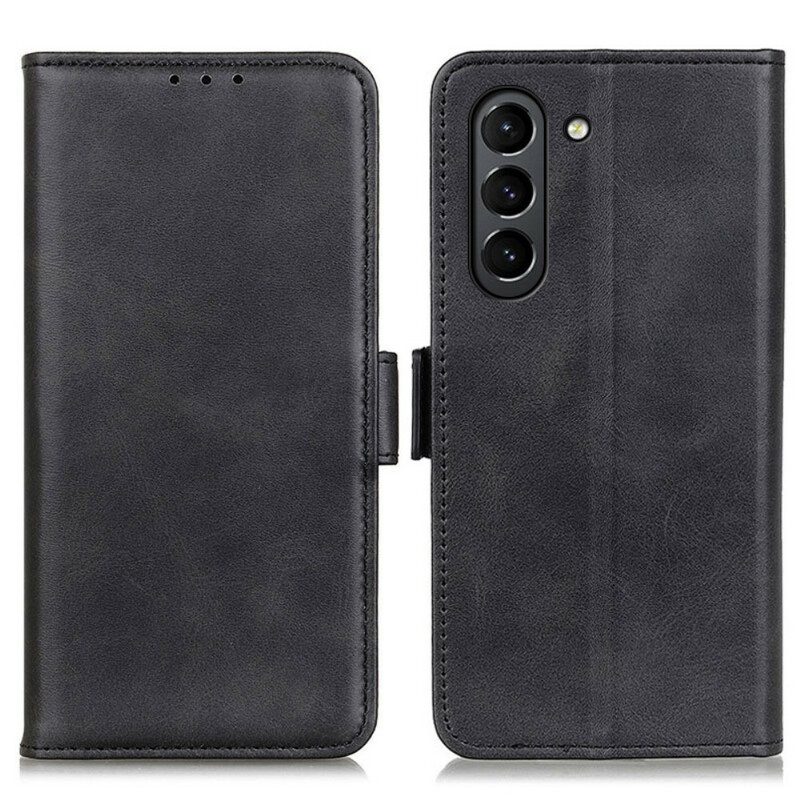 Lederhüllen Für Samsung Galaxy S21 FE Flip Case Doppelte Klappe