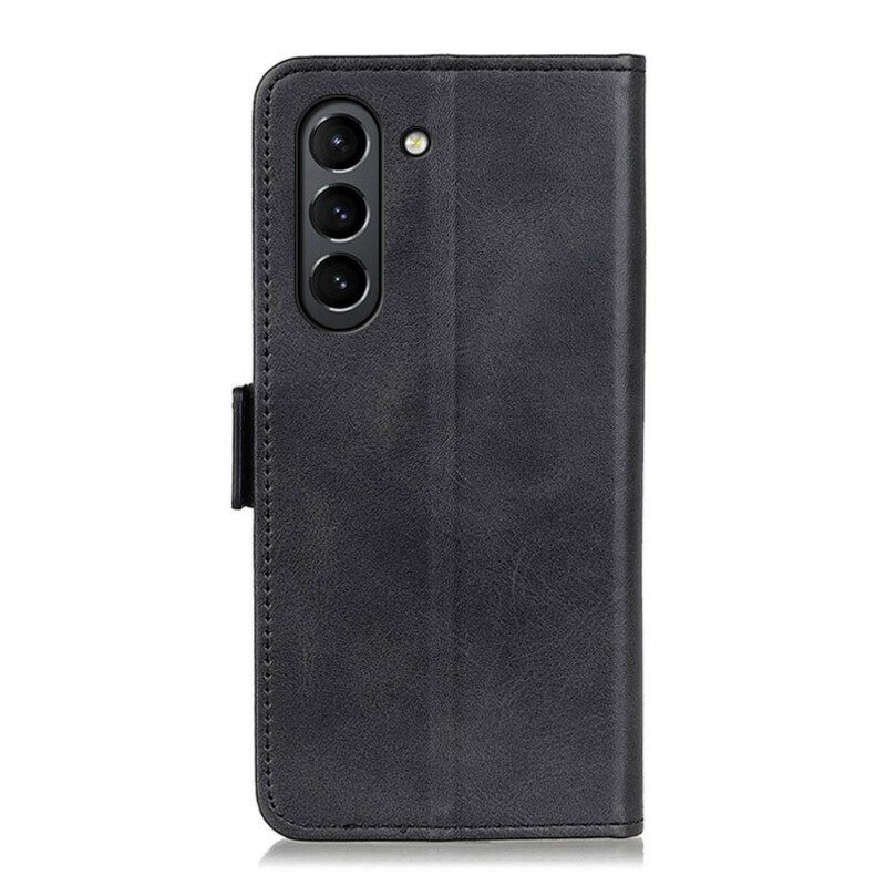 Lederhüllen Für Samsung Galaxy S21 FE Flip Case Doppelte Klappe