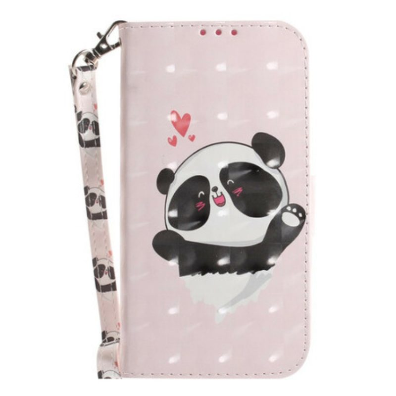 Lederhüllen Für Samsung Galaxy S21 FE Mit Kordel Panda Love Mit Schlüsselband