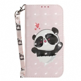 Lederhüllen Für Samsung Galaxy S21 FE Mit Kordel Panda Love Mit Schlüsselband